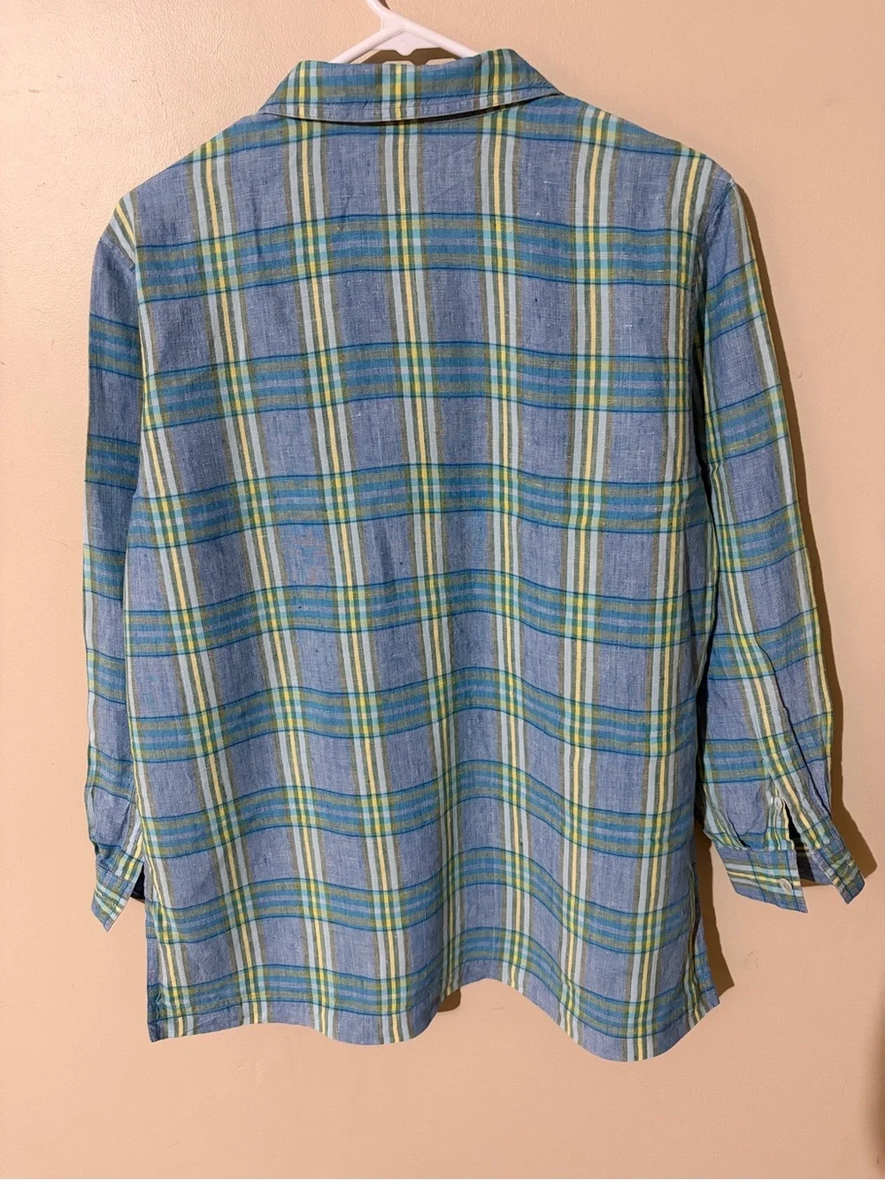 Saks Fifth Avenue Blue & Green Plaid Women’s Button-Down Shirt